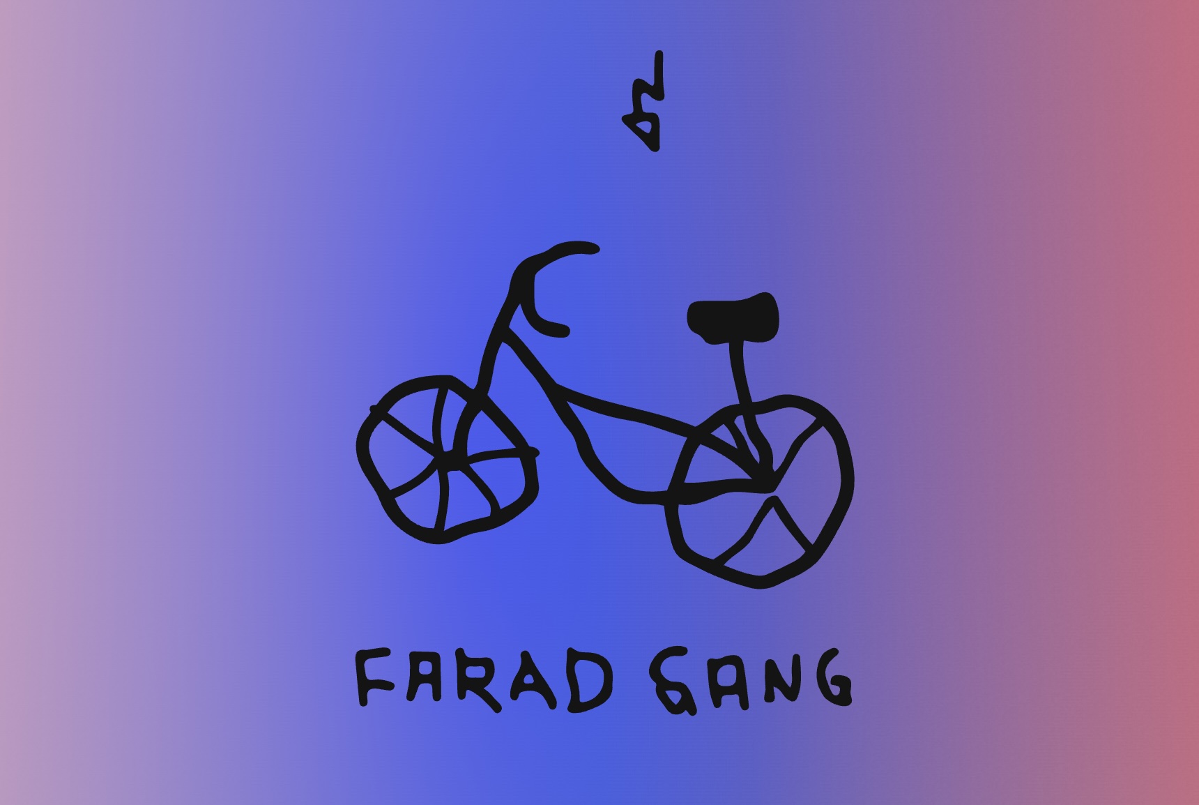Childishly drawn bicycle with the words FARADGANG e.V. underneath.